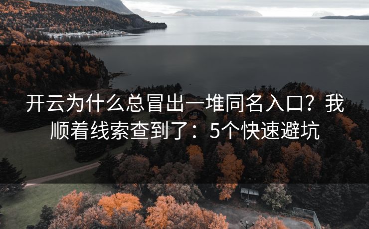 开云为什么总冒出一堆同名入口?我顺着线索查到了:5个快速避坑 开云为什么总冒出一堆同名入口?我顺着线索查到了:5个快速避坑