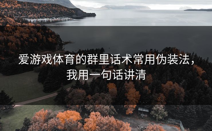 爱游戏体育的群里话术常用伪装法,我用一句话讲清 爱游戏体育的群里话术常用伪装法,我用一句话讲清