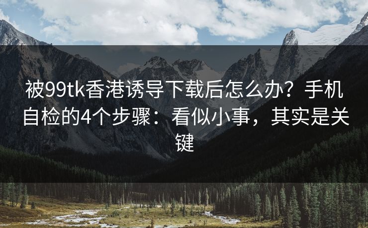 被99tk香港诱导下载后怎么办？手机自检的4个步骤：看似小事，其实是关键